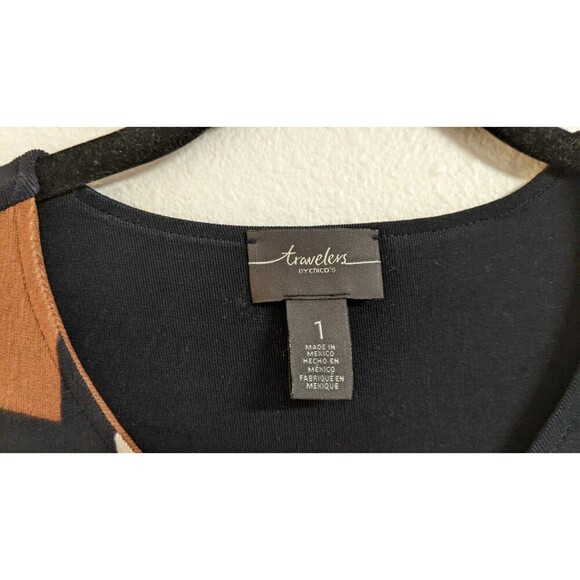 Chico's Travelers Multicolored Single Button Geo Print Long Duster Jacket 8 MED - Picture 3 of 9